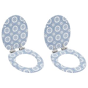 vidaXL Тоалетни седалки с плавно затваряне, 2 бр, МДФ, дизайн порцелан