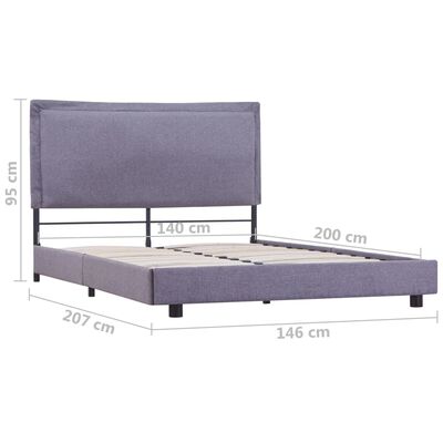 vidaXL Рамка за легло, светлосива, текстил, 140x200 см