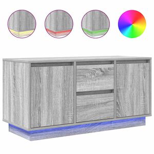 vidaXL ТВ шкаф с LED осветление, сив сонома, 100x41x50 см