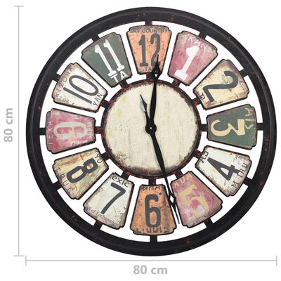 vidaXL Стенен часовник, многоцветен, 80 см, МДФ