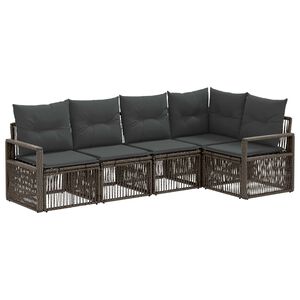 vidaXL Градински Софа Комплект 5 pcs Сиво полиратан