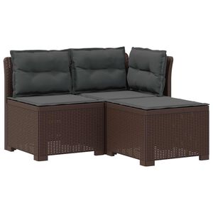 vidaXL Пейка за градина с Cushions във вид на ратан ПП Кафяво