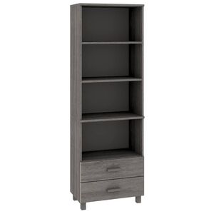 vidaXL Висок шкаф HAMAR, светлосив, 60x35x180 см, борово дърво масив