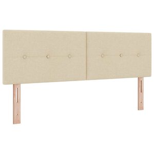 vidaXL LED глава с LED ленти с таблото Крем 160 cm текстил