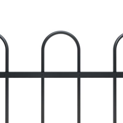 vidaXL Градинска ограда с извити върхове, стомана, 10,2x1,2 м, черна