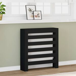 vidaXL Капак за радиатор, черен, 78x20x82 см, инженерно дърво