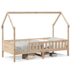 vidaXL Рамка за детско легло къща, 90x200 см, масивна борова дървесина