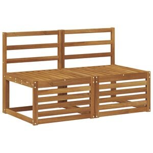 vidaXL 2 Брой Среден диван за открито Солидно акациево дърво Естествен