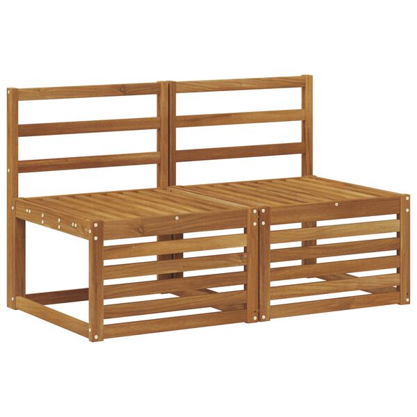 vidaXL 2 Брой Среден диван за открито Солидно акациево дърво Естествен