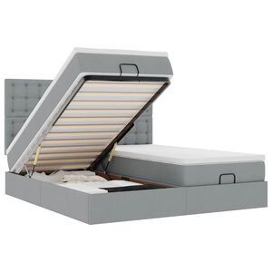 vidaXL Османска легло с матраци, светлосиво, 180x200 см, плат