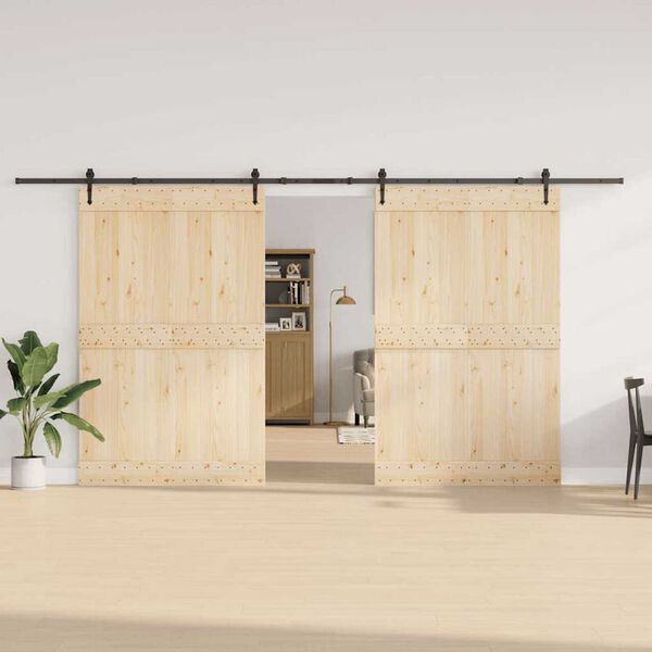 vidaXL Комплект механизъм за плъзгаща врата, 427 см, стомана, черен