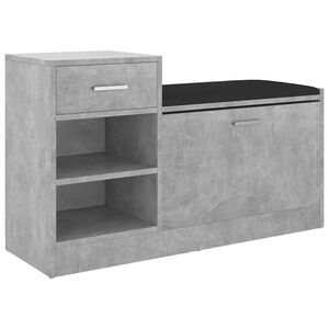 vidaXL Пейка за обувки, бетонно сива, 94,5x31x57 см, инженерно дърво