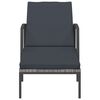 vidaXL Градински шезлонг с шалте, сив полиратан