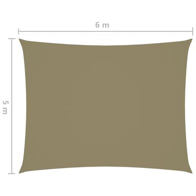 vidaXL Платно-сенник, Оксфорд текстил, правоъгълно, 5x6 м, бежово