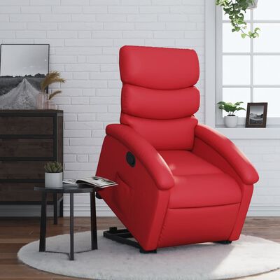 vidaXL Изправящ реклайнер стол, червен, изкуствена кожа