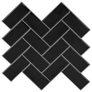 vidaXL Плочка рибена кост 10 pcs Черно 30 x 30 cm Полиуретан и PET