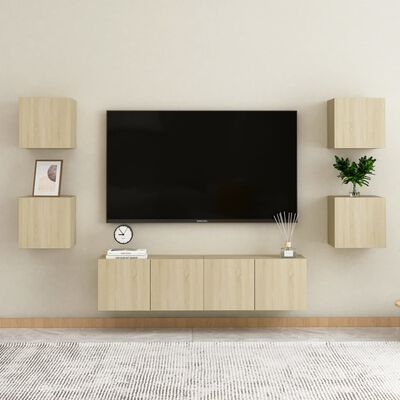 vidaXL ТВ шкафове за стенен монтаж, 2 бр, дъб сонома, 30,5x30x30 см