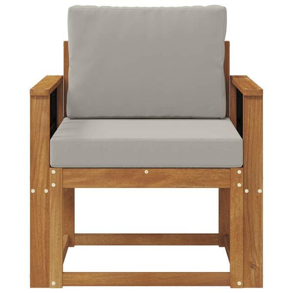 vidaXL Външен диван Солидно акациево дърво и полиестер