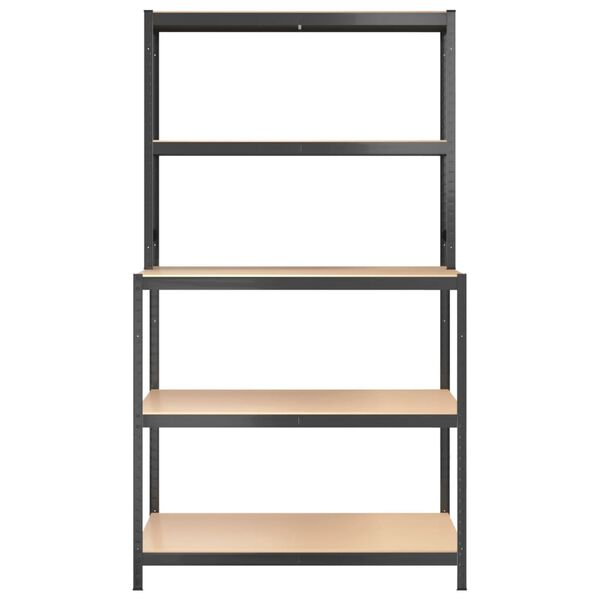 vidaXL Работна маса с 5 рафта, антрацит, стомана и инженерно дърво