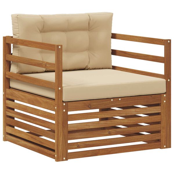 vidaXL Комплект дивани за открито Солидно акациево дърво и полиестер