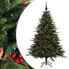 vidaXL Изкуствена коледна елха с топки 120 см 150 LED светодиода