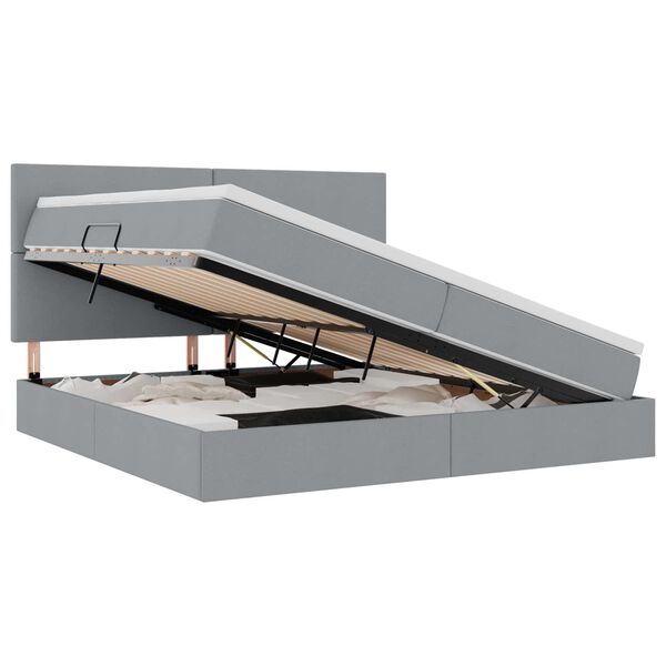vidaXL Легло с място за съхранение и матрак Светлосиво 200 x 200 cm