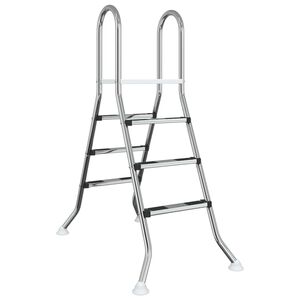 vidaXL Стълба за надземен басейн 100 cm 3-Step Неръждаема стомана 304