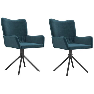 vidaXL Въртящи се трапезни столове, 2 бр, сини, кадифе