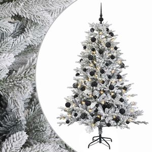 vidaXL Изкуствена коледна елха с топки 120 см 150 LED светодиода