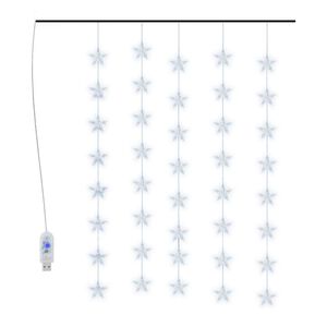 vidaXL LED завеса от светещи звезди, 200 LED, студено бяло, 8 режима