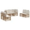 vidaXL Комплект дивани за открито 7 pcs Натурално Полиестер
