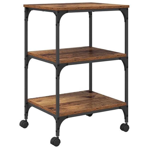 vidaXL Стойка за принтер Старо дърво 50 x 41 x 75 см Инженерно дърво