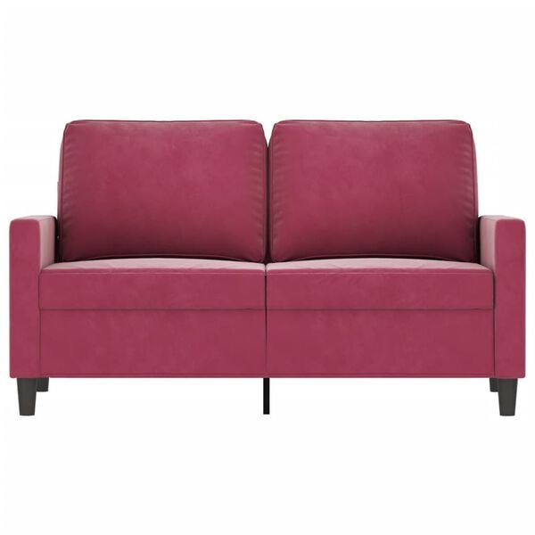 vidaXL 2-местен диван, виненочервен, 120 см, кадифе