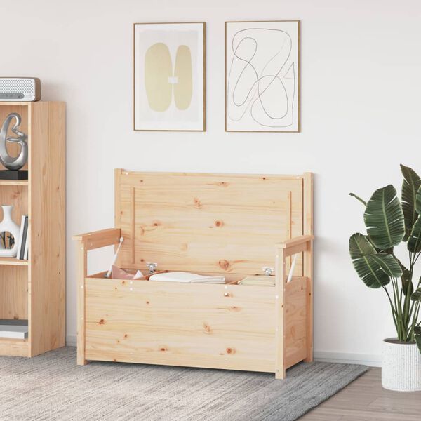 vidaXL Пейка, 112,5x51,5x96,5 см, бор масив