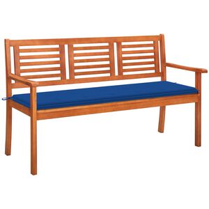vidaXL 3-местна градинска пейка с възглавница, 150 cм, евкалипт масив