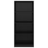 vidaXL 4-етажна библиотека, черен гланц, 60x24x142 см, инженерно дърво