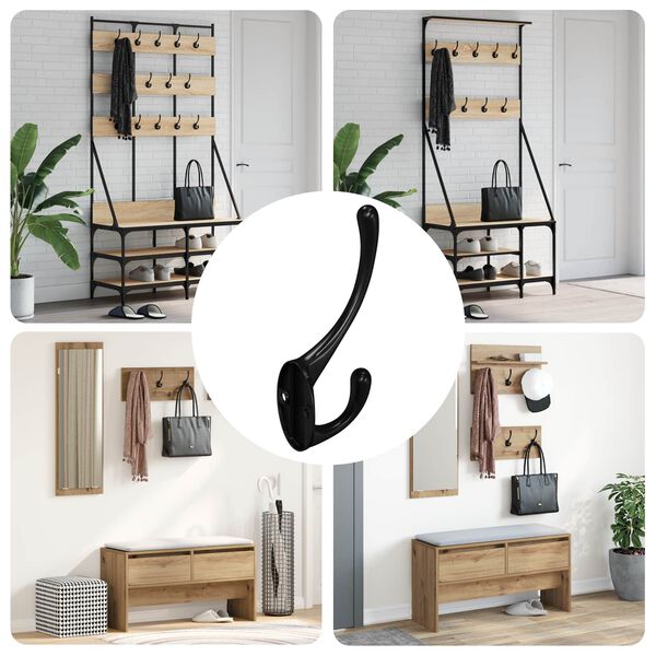 vidaXL Държач за дрехи 346 pcs Черно 102 x 29 x 47 мм Цинкова сплав