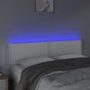 vidaXL LED Горна табла за легло, бяла, 144x5x78/88 см, изкуствена кожа