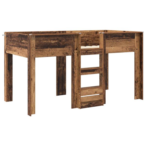 vidaXL Двуетажно легло за деца с матрак Старо дърво 100 x 200 cm