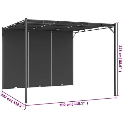 vidaXL Градинска шатра със странична завеса 3x3x2,25 м антрацит