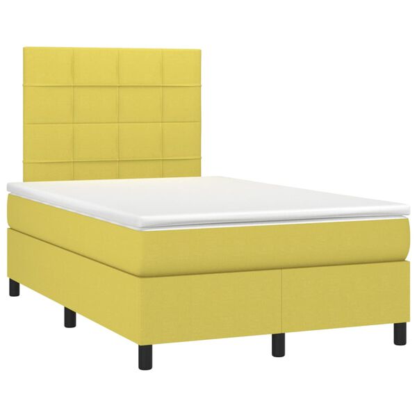 vidaXL Боксспринг легло с матрак и LED, зелено, 120x200 см, плат