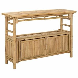 vidaXL Конзолна маса с рафт с врата Естествен 110 x 35 x 75 cm Бамбук