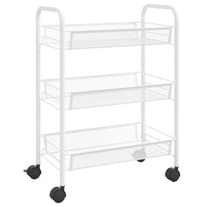vidaXL Кухненска количка на 3 нива, бяла, 46x26x64 см, желязо