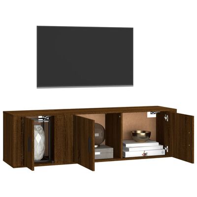 vidaXL Комплект ТВ шкафове от 2 части, кафяв дъб, инженерно дърво