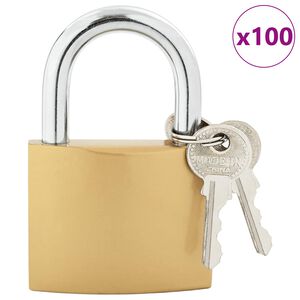 vidaXL U Lock с ключове 100 pcs Месинг Желязо