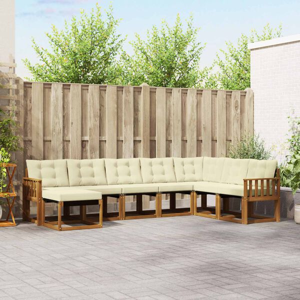 vidaXL Комплект дивани за открито 8 pcs Натурален и Крема