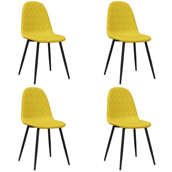 vidaXL Трапезни столове, 4 бр, горчица, кадифе