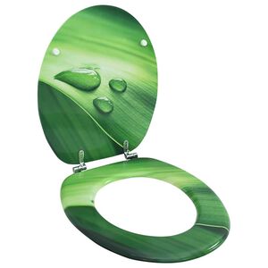 vidaXL WC тоалетна седалка с капак, МДФ, дизайн зелени водни капки