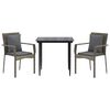 vidaXL Градински трапезен комплект 3 части с възглавници сив полиратан