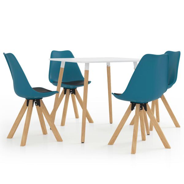 vidaXL Трапезен комплект от 5 части, черно и тюркоаз